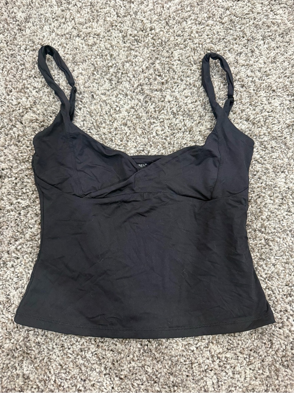 Black Women's Tank Top with Built-In Shelf Bra -